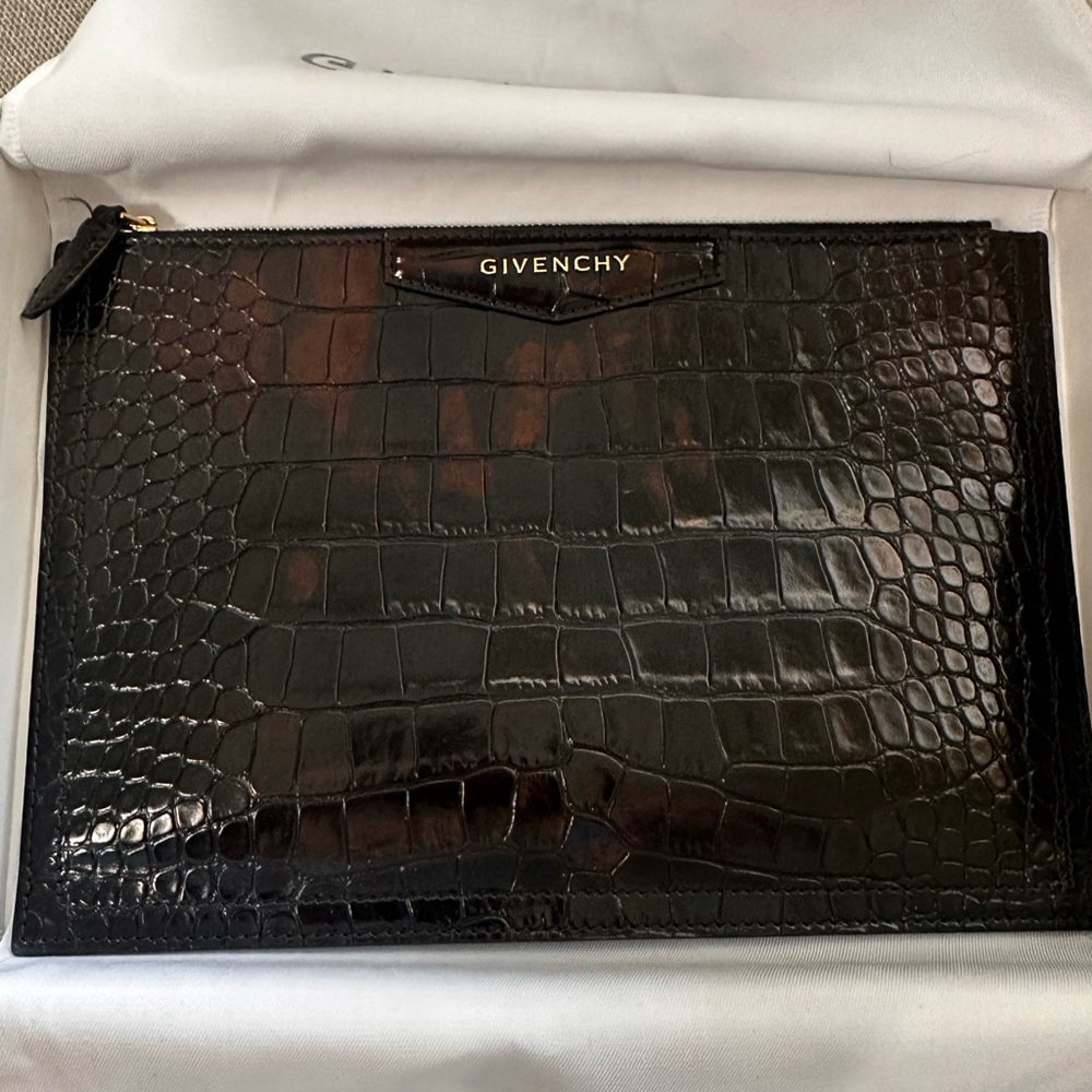 Givenchy Antigona Black Crocodile clutch